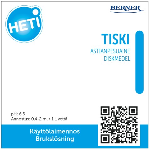 Käyttöliuosetiketti HETI Tiski - Working solution bottles and labels - 180030 - 1