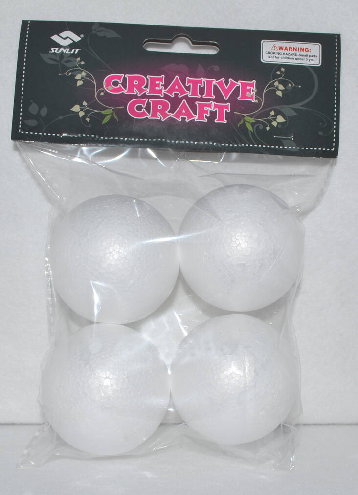 Styrox-pallo 6cm 4kpl/pss - Craft supplies - 136040 - 1