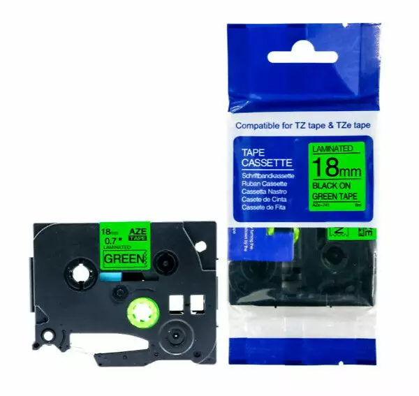 Musta vihreällä, 18mm x 8m - Label Tapes Brother - 187360 - 1