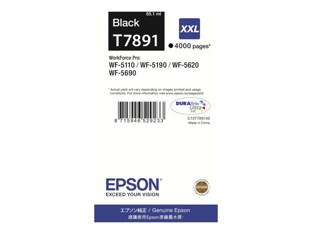 EPSON T7891BK XXL mustesuihku - Epson inkjet cartridges - 158051 - 1