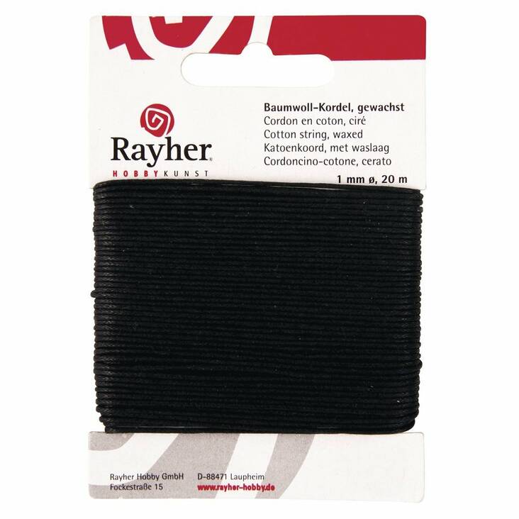 Puuvillanyöri vahattu 1mm 20m RAYHER - Craft supplies - 151291 - 1
