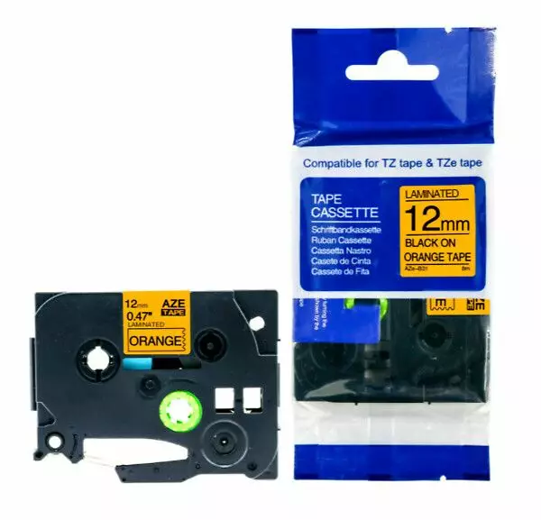 Musta oranssilla,12mm x 5m - Label Tapes Brother - 187271 - 1