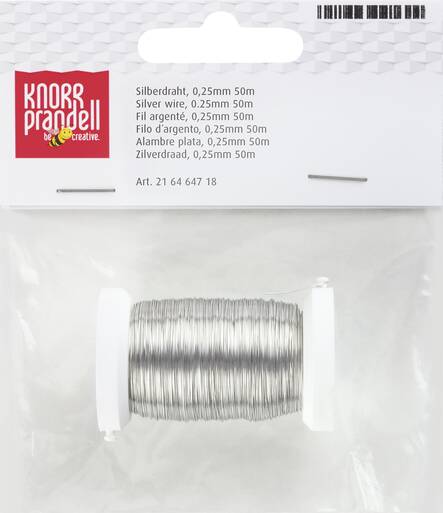 Hopeoitu metallilanka 0,25mm/50m KNORR - Askartelutarvikkeet - 140822 - 2