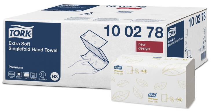 Käsipyyhe TORK Premium H3 V-taitto - Folded hand towels and dispensers - 129682 - 1