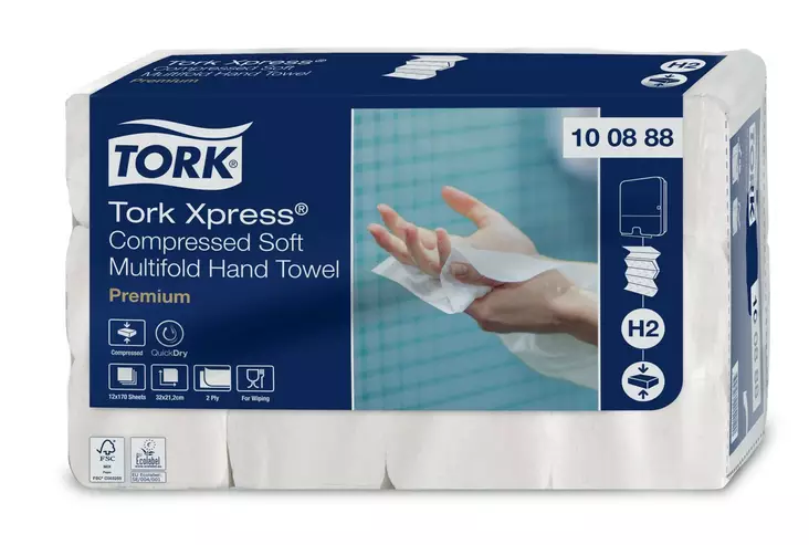 Käsipyyhe TORK Premium H2 ketjutaitto - Folded hand towels and dispensers - 113222 - 1