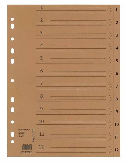 Rekisteri 1-12 A4 kartonki - Rekisterisarjat, kartonkiset - 185193 - 1