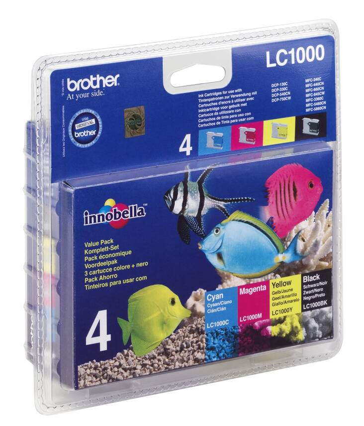 BROTHER LC1000 mustesuihku 4 väriä - Brother inkjet cartridges - 117143 - 1
