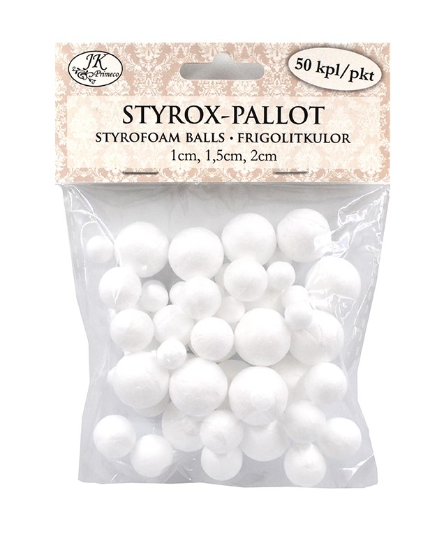 Styrox-pallo 1-2cm 50kpl/pkt - Craft supplies - 176463 - 1