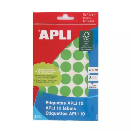 Tarraetiketti 19mm APLI pyöreä - Labels, Printing Cards, and Label Films - 127574 - 1