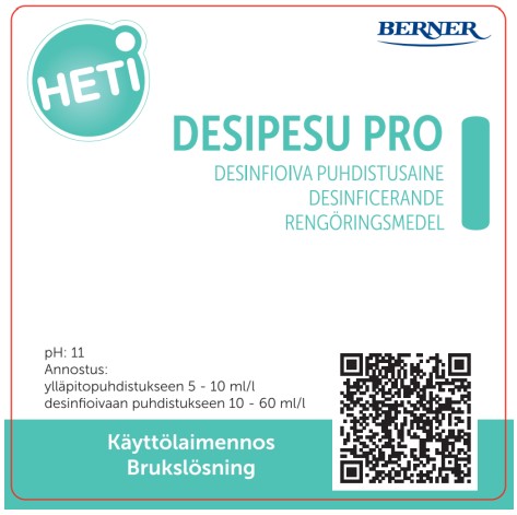 Käyttöliuosetiketti HETI Desipesu Pro - Working solution bottles and labels - 178255 - 1