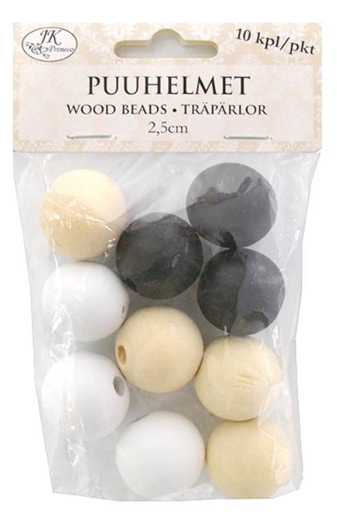 Puuhelmet Naturlajitelma 2,5cm 10kpl/pkt - Craft supplies - 171965 - 1