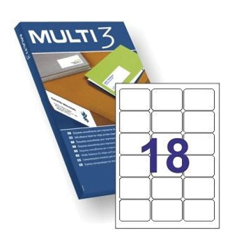 Tulostustarra 63,5x46,6 MULTI 18-jak - Printing and Copier Labels - 127315 - 1
