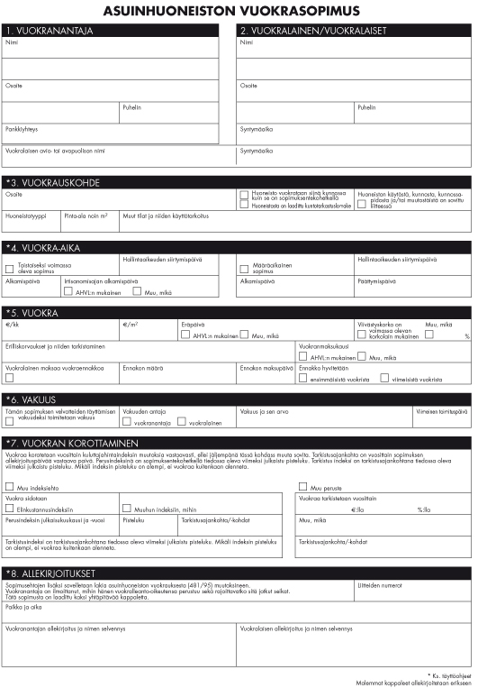 Vuokrasopimuskaavake A4 2-os - Lomakkeet - 102255 - 1