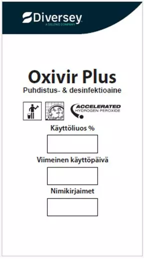 Käyttöliuosetiketti DIVERSEY Oxivir Plus - Käyttöliouspullot ja -etiketit - 187275 - 1