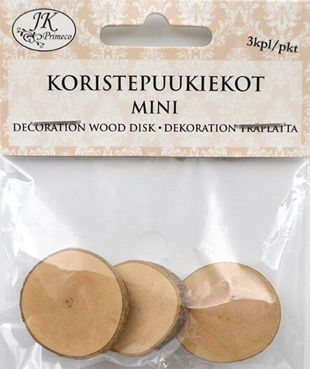 Koristepuukiekot 2,5cm 3kpl/pkt - Askartelutarvikkeet - 163766 - 1