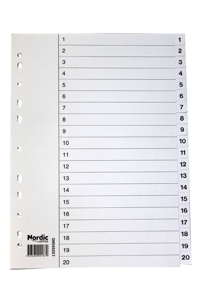 Rekisteri 1-20 A4 kartonki - Index dividers, cardboard - 102096 - 1