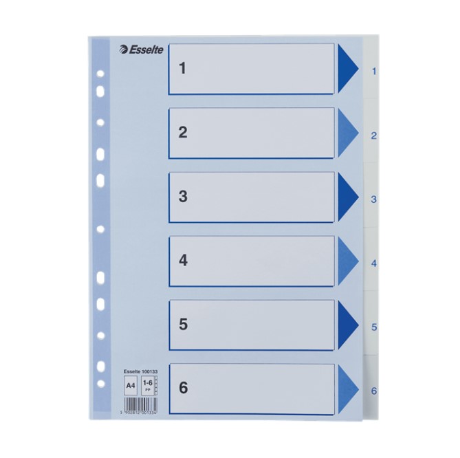 Rekisteri 1-6 A4 ESSELTE muovi - Rekisterisarjat, muoviset - 112296 - 1