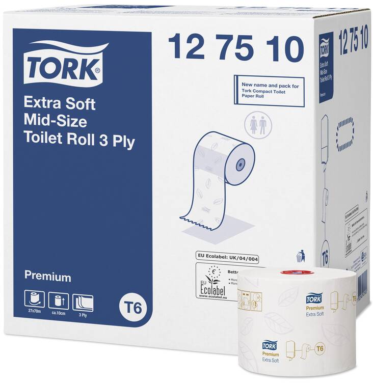 WC-paperi TORK Premium T6 - Minijumborullat ja annostelijat - 125016 - 1