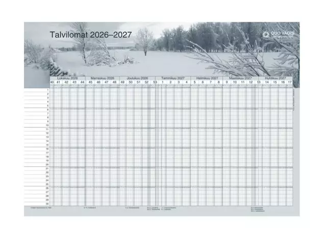 Quo Vadis -lomakalenteri 2026-2027 - Seinäkalenterit - 185297 - 1