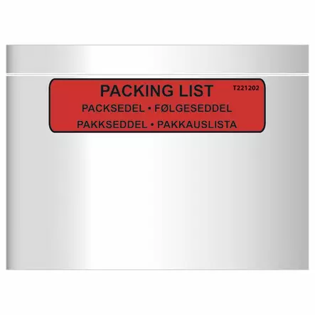 Pakkauslistapussi C5 tarra tekstillä - Lähetys, pakkauslista ja salpataskut - 108618 - 1