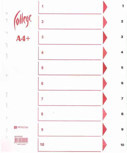 Rekisteri 1-10 A4+ muovi FOROFIS - Index dividers, plastic - 171558 - 1
