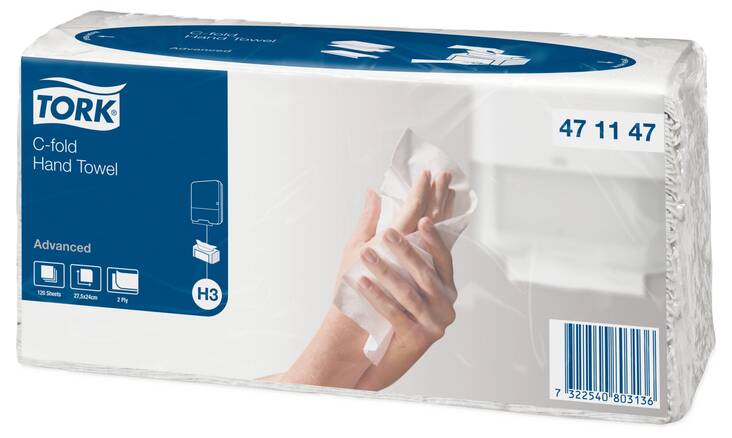Käsipyyhe Tork Advanced H3 C-taitto - Folded hand towels and dispensers - 148908 - 1
