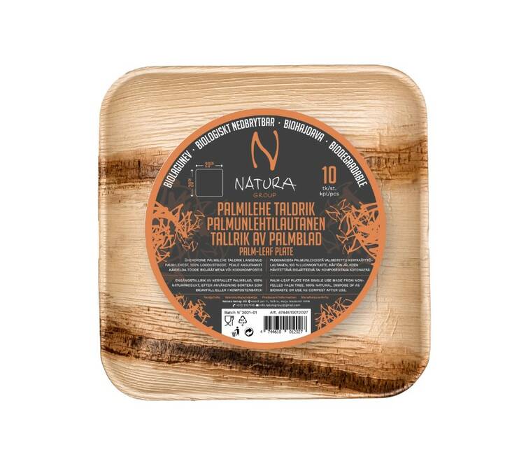 Palmunlehtilautanen 20x20cm - Kertakäyttölautaset ja -kulhot - 178109 - 1