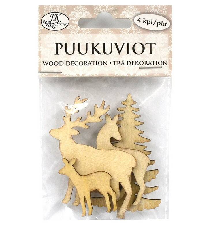 Puukuviot 3,5-7cm 4kpl/pkt - Craft supplies - 176189 - 1